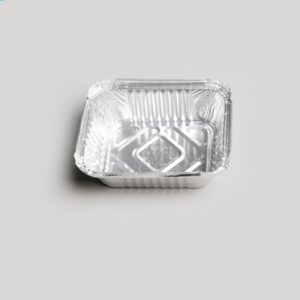 Barquette rectangulaire en aluminium - 420ml + Couvercle [8342DB]