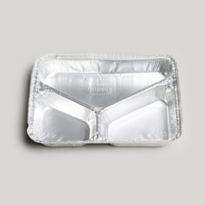 Barquette rectangulaire en aluminium - 3 compartiments  [8576]