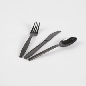 Pack couverts noir : Cuillère-Fourchette-Couteau-Serviette   [CPMDB]