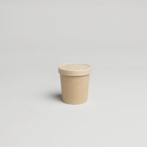POT EN KRAFT AVEC COUVERCLE - 16oz  [PNB16K]