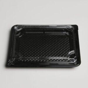 Barquette sushi à base noire + Couvercle  [SC08BHP]