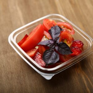 Saladier carré transparent avec couvercle - 8 oz     [SSC8]